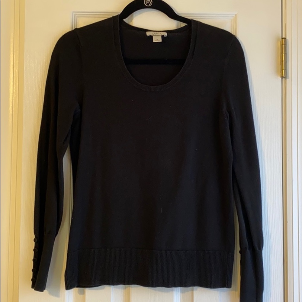 LOFT scoopneck sweater with button sleeve detail